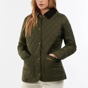 Barbour Annandale quilted jacket (Olive, with William Morris fabric lining)